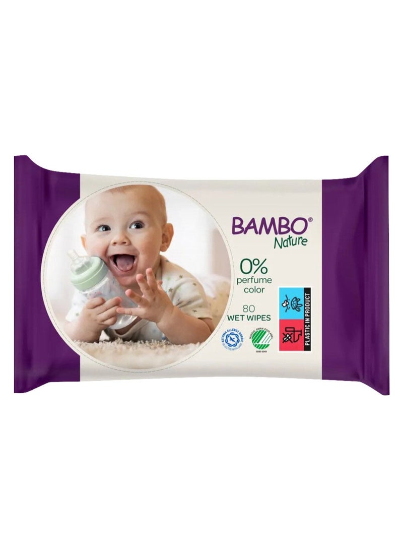 Bambo Nature Baby Wet Wipes, Pack of 80's